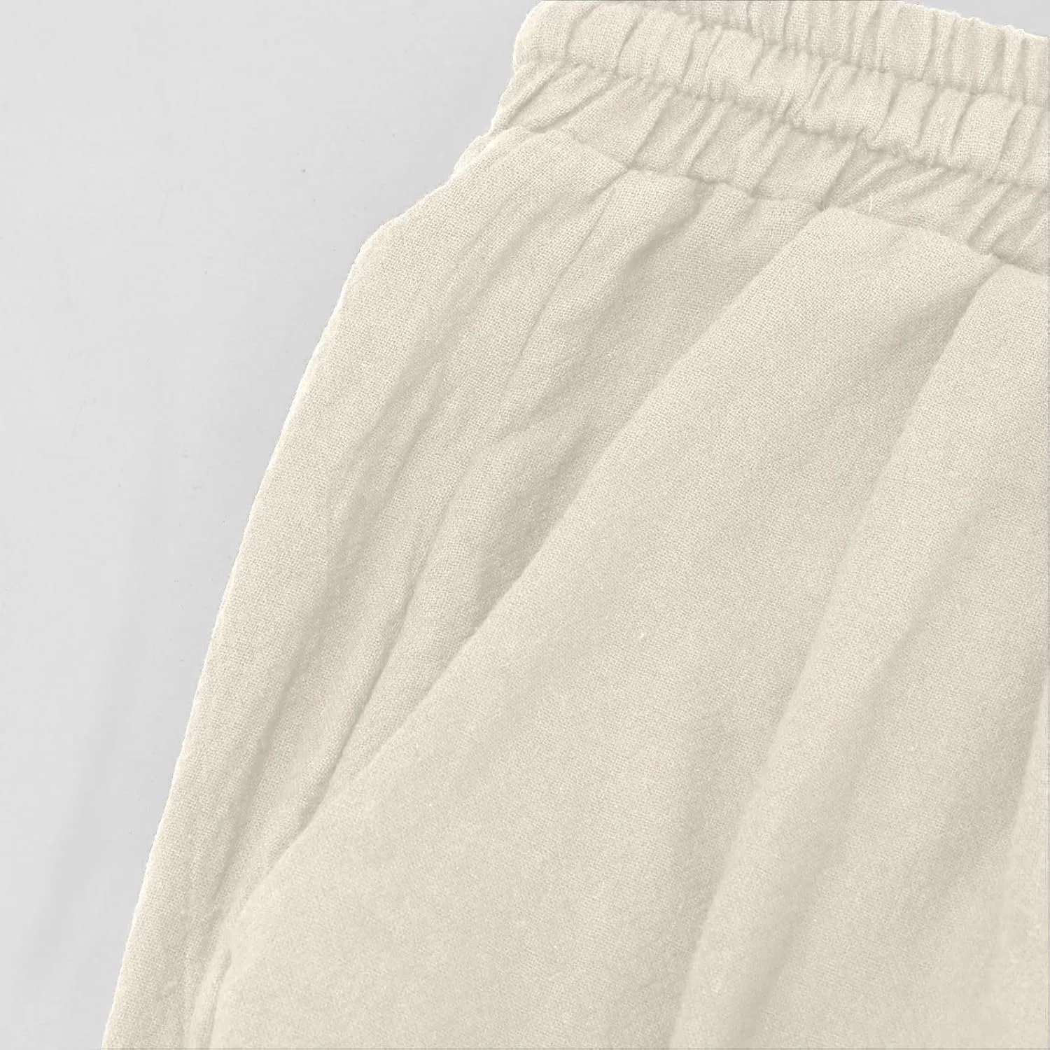 Mens Pants Casual Cinch Bottom Harem Pants Elastic Waist Drawstring Tapered Pant Baggy Breathable Jogger with Pockets