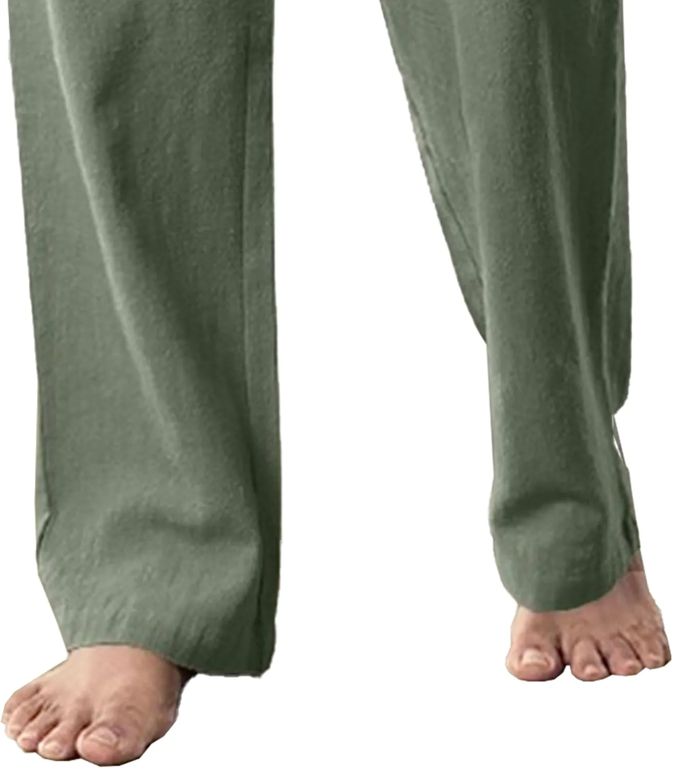 Men's Soft Summer Beach Linen Pants Yoga Comfort Lounge Trousers Lightweight Casual Elastic Waist Slack