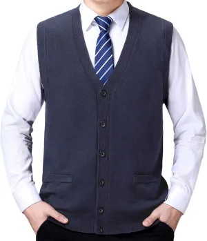 Men's Soft Touch Cardigan Sweater Regular Fit Knitted Top Middle-aged V Neck Buttons Casual Sweater Coat (Dark Gray 3,XX-Large)