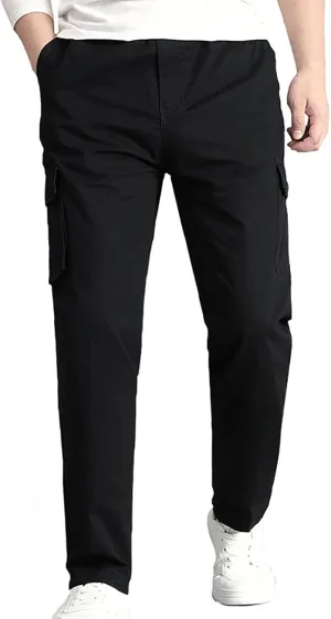 Men's Straight Fit Vintage Comfort Stretch Cargo Pants with Multi Pockets Athletic Pants