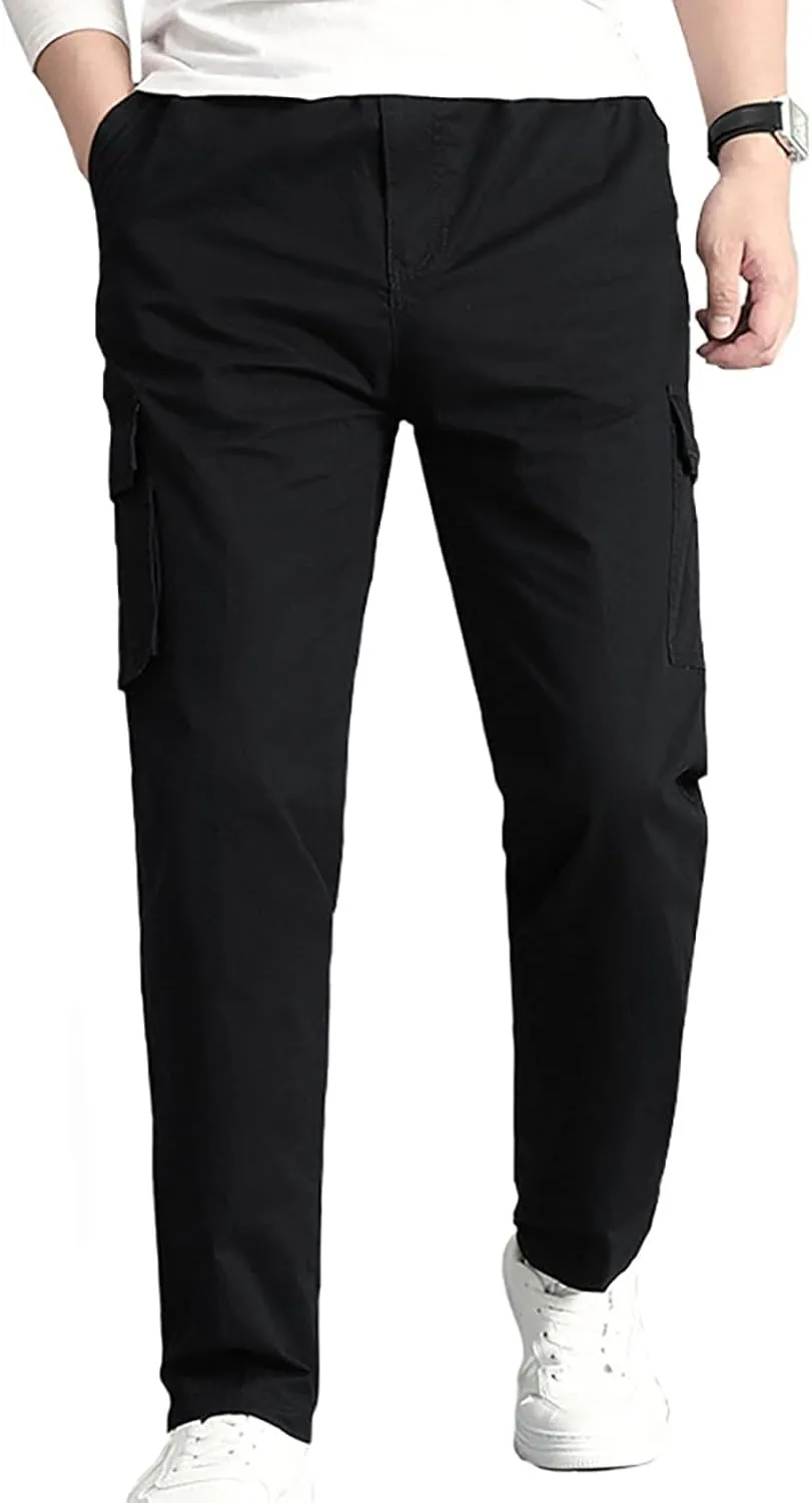 Men's Straight Fit Vintage Comfort Stretch Cargo Pants with Multi Pockets Athletic Pants
