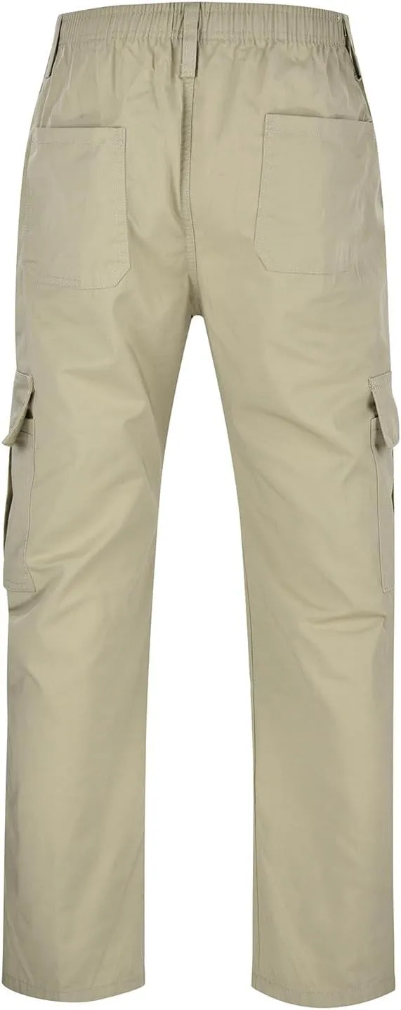 Men's Straight Fit Vintage Comfort Stretch Cargo Pants with Multi Pockets Athletic Pants