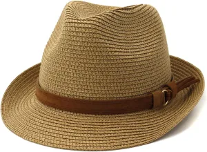 Men's Straw Trilby & Panama Breathable Mesh Sun Hats - 4 Packable Styles for Summer