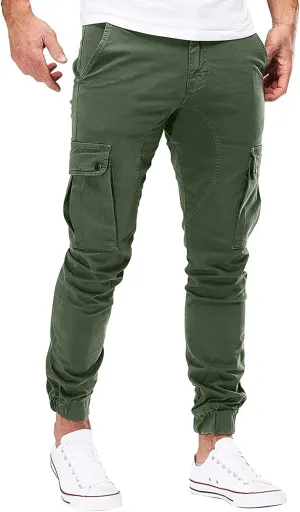 Mens Sweatpants Golf Pants Men Stretch Men's Heavyweight Cargo Fleece Sweatpants Stretch Elastic Waist Jogger Trouser