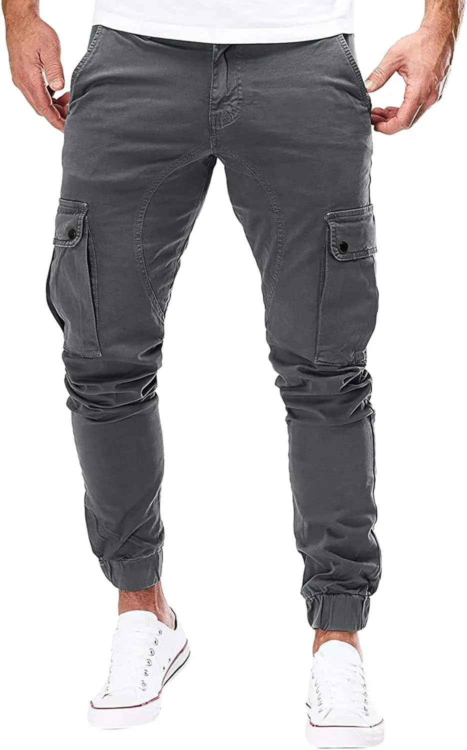 Mens Sweatpants Golf Pants Men Stretch Men's Heavyweight Cargo Fleece Sweatpants Stretch Elastic Waist Jogger Trouser