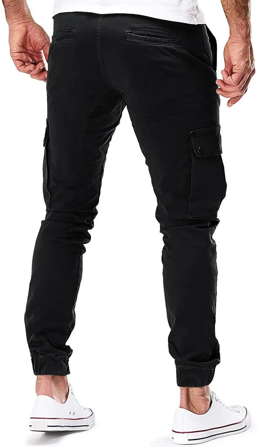Mens Sweatpants Golf Pants Men Stretch Men's Heavyweight Cargo Fleece Sweatpants Stretch Elastic Waist Jogger Trouser