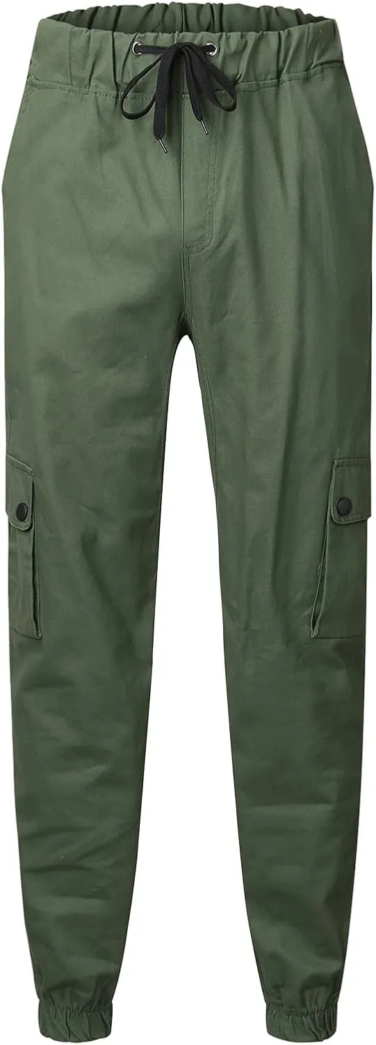 Mens Sweatpants Golf Pants Men Stretch Men's Heavyweight Cargo Fleece Sweatpants Stretch Elastic Waist Jogger Trouser