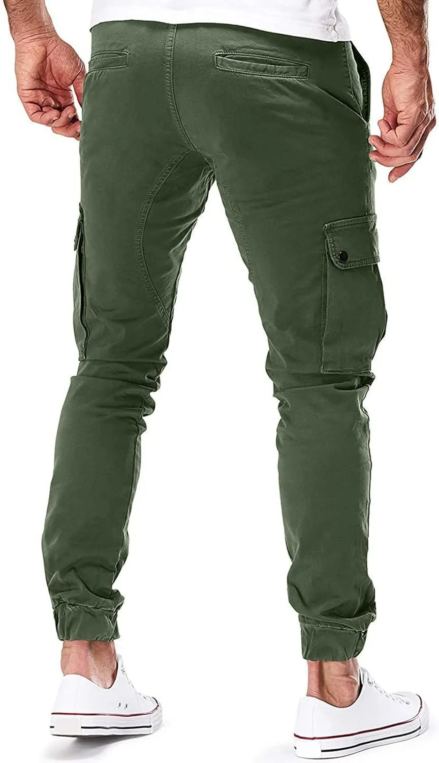 Mens Sweatpants Golf Pants Men Stretch Men's Heavyweight Cargo Fleece Sweatpants Stretch Elastic Waist Jogger Trouser
