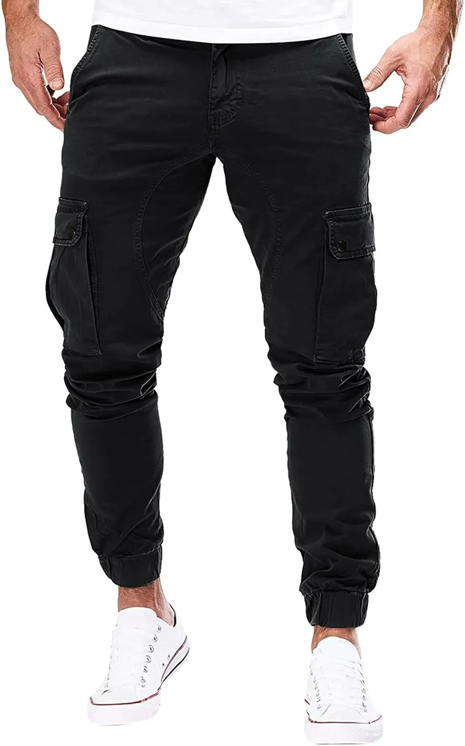 Mens Sweatpants Golf Pants Men Stretch Men's Heavyweight Cargo Fleece Sweatpants Stretch Elastic Waist Jogger Trouser