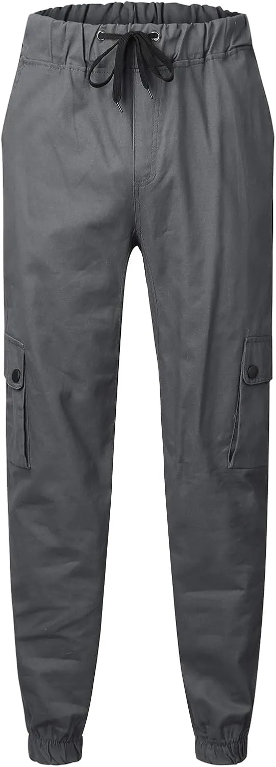 Mens Sweatpants Golf Pants Men Stretch Men's Heavyweight Cargo Fleece Sweatpants Stretch Elastic Waist Jogger Trouser