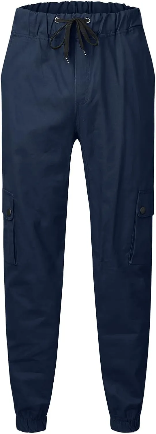 Mens Sweatpants Golf Pants Men Stretch Men's Heavyweight Cargo Fleece Sweatpants Stretch Elastic Waist Jogger Trouser