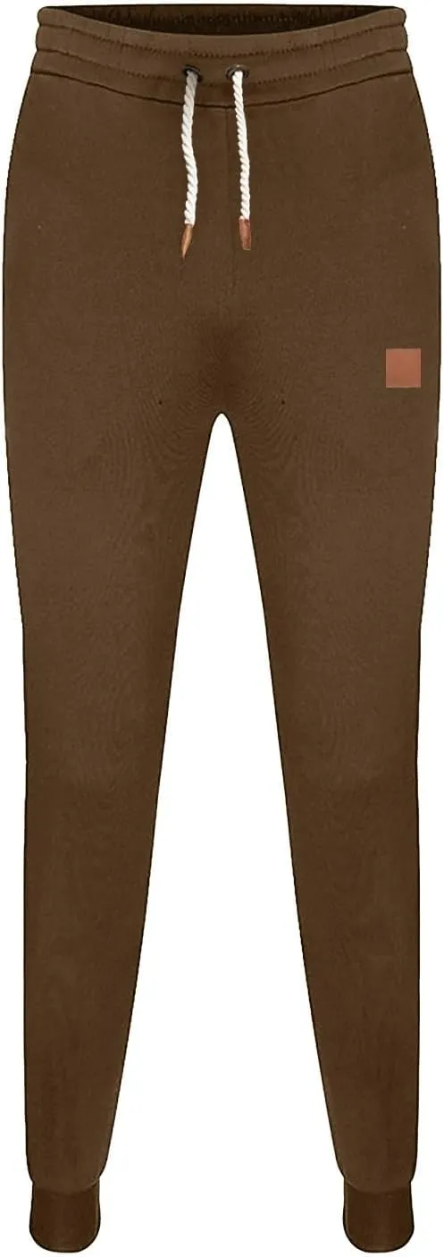Mens Sweatpants Heavyweight Fleece Cargo Stretch Elastic Waist Workout Jogger Pants Wide Leg Drawstring Trousers
