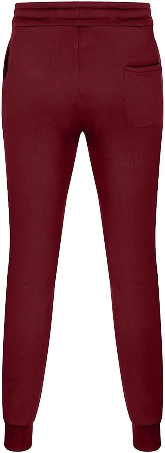 Mens Sweatpants Heavyweight Fleece Cargo Stretch Elastic Waist Workout Jogger Pants Wide Leg Drawstring Trousers