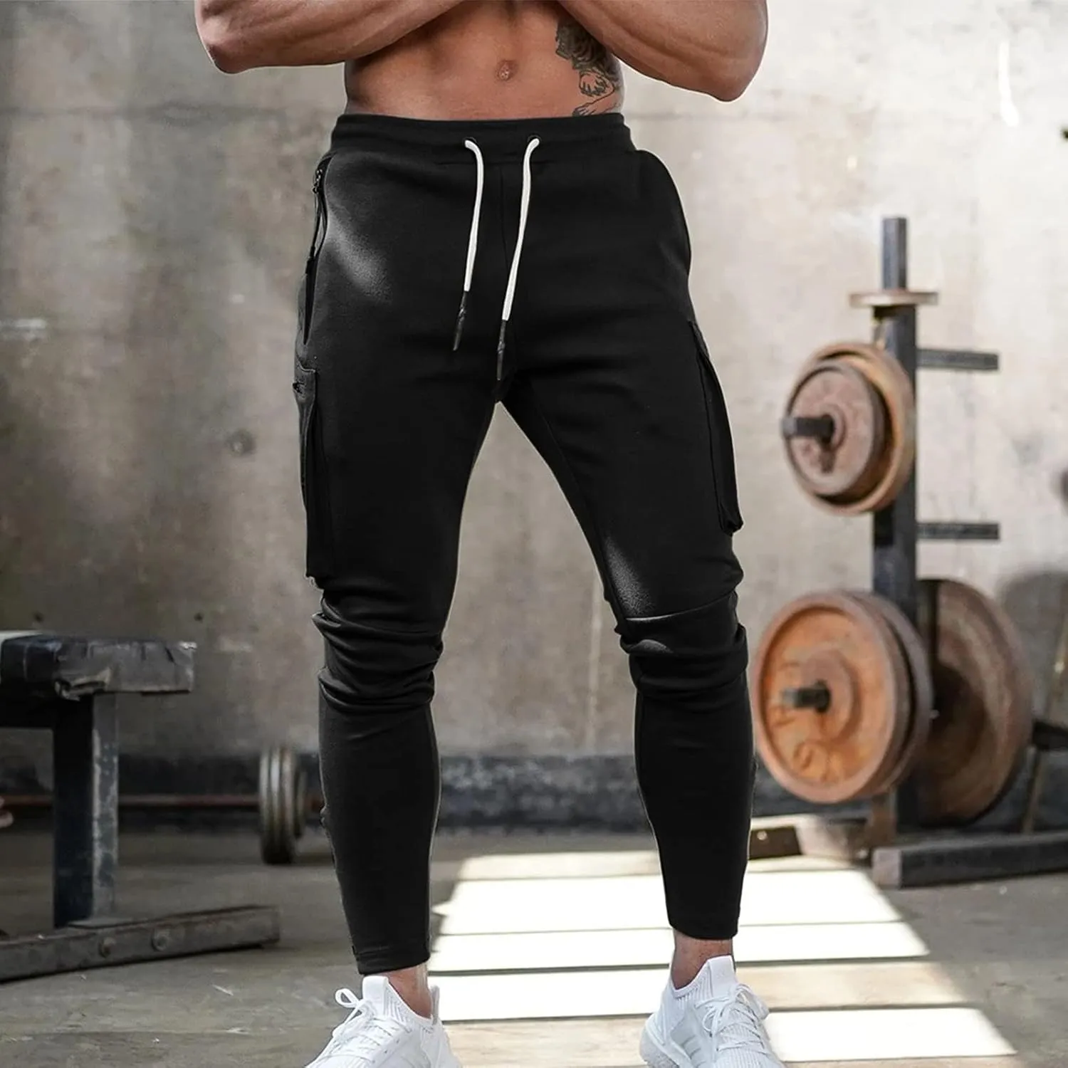 Mens Sweatpants with Pockets Cargo Sweatpants Stretch Elastic Waist Athletic Workout Jogger Pants Drawstring Sport