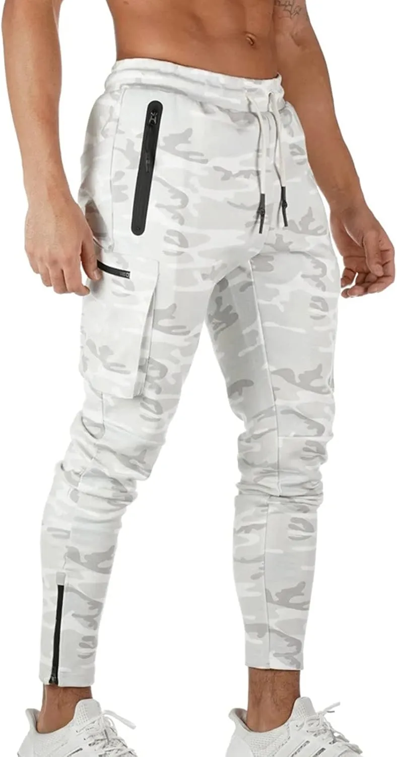 Mens Sweatpants with Pockets Cargo Sweatpants Stretch Elastic Waist Athletic Workout Jogger Pants Drawstring Sport