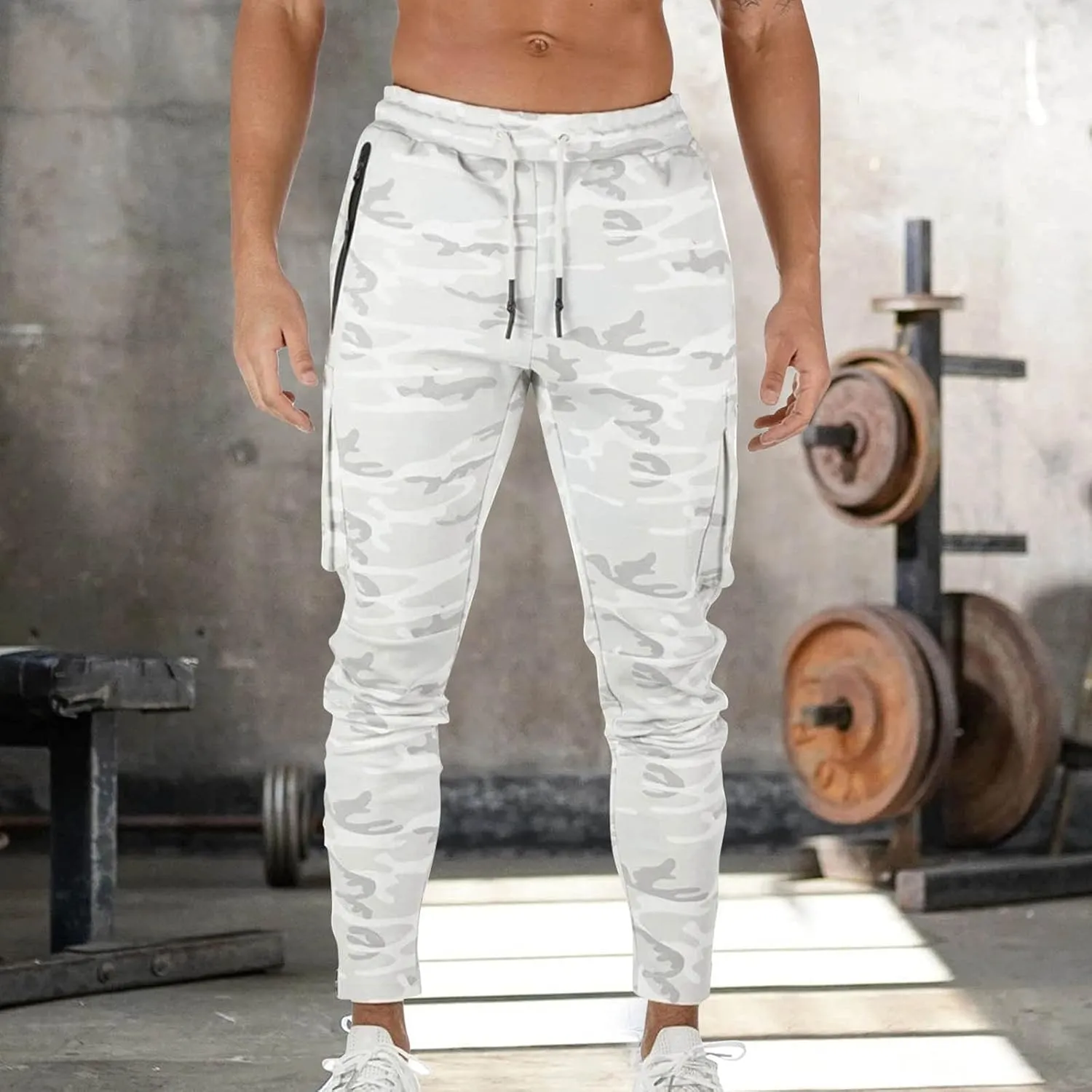 Mens Sweatpants with Pockets Cargo Sweatpants Stretch Elastic Waist Athletic Workout Jogger Pants Drawstring Sport