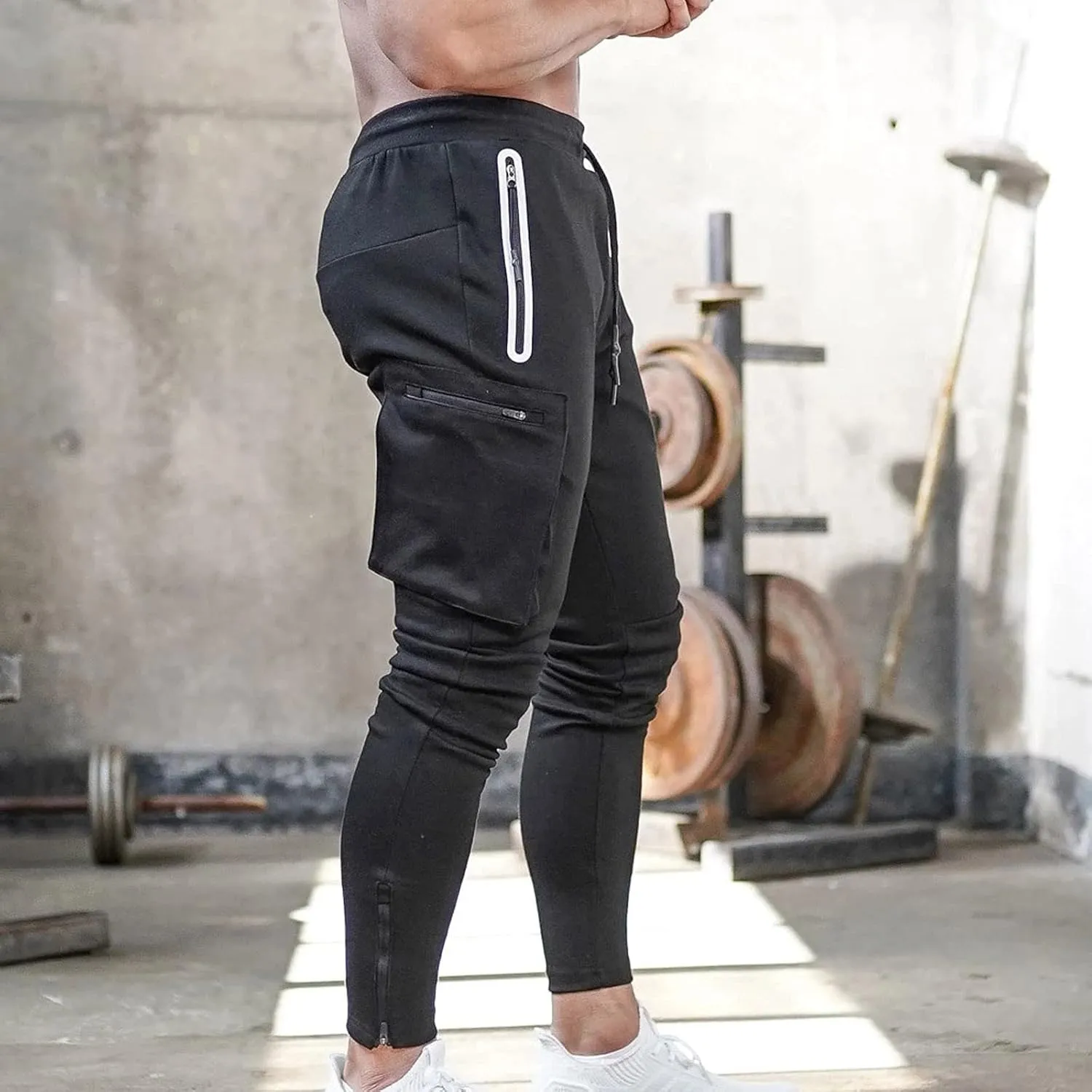 Mens Sweatpants with Pockets Cargo Sweatpants Stretch Elastic Waist Athletic Workout Jogger Pants Drawstring Sport