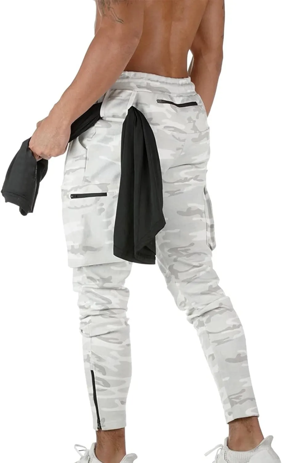 Mens Sweatpants with Pockets Cargo Sweatpants Stretch Elastic Waist Athletic Workout Jogger Pants Drawstring Sport