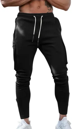Mens Sweatpants with Pockets Cargo Sweatpants Stretch Elastic Waist Athletic Workout Jogger Pants Drawstring Sport