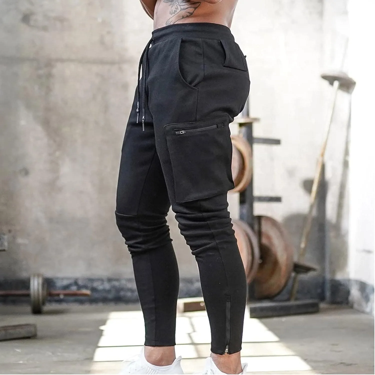 Mens Sweatpants with Pockets Cargo Sweatpants Stretch Elastic Waist Athletic Workout Jogger Pants Drawstring Sport