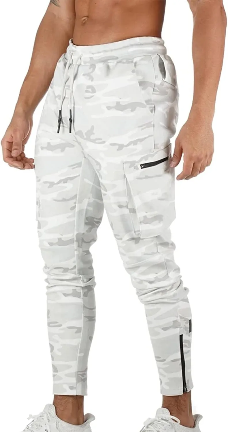 Mens Sweatpants with Pockets Cargo Sweatpants Stretch Elastic Waist Athletic Workout Jogger Pants Drawstring Sport