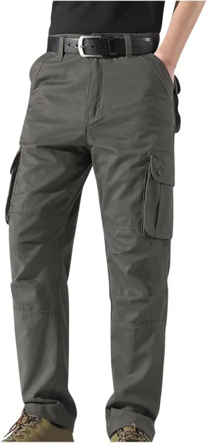 Mens Tactical Cargo Pants Multi Pockets Hiking Combat Pants Outdoor Ripstop Lightweight Belt Breathable Straight Trouser