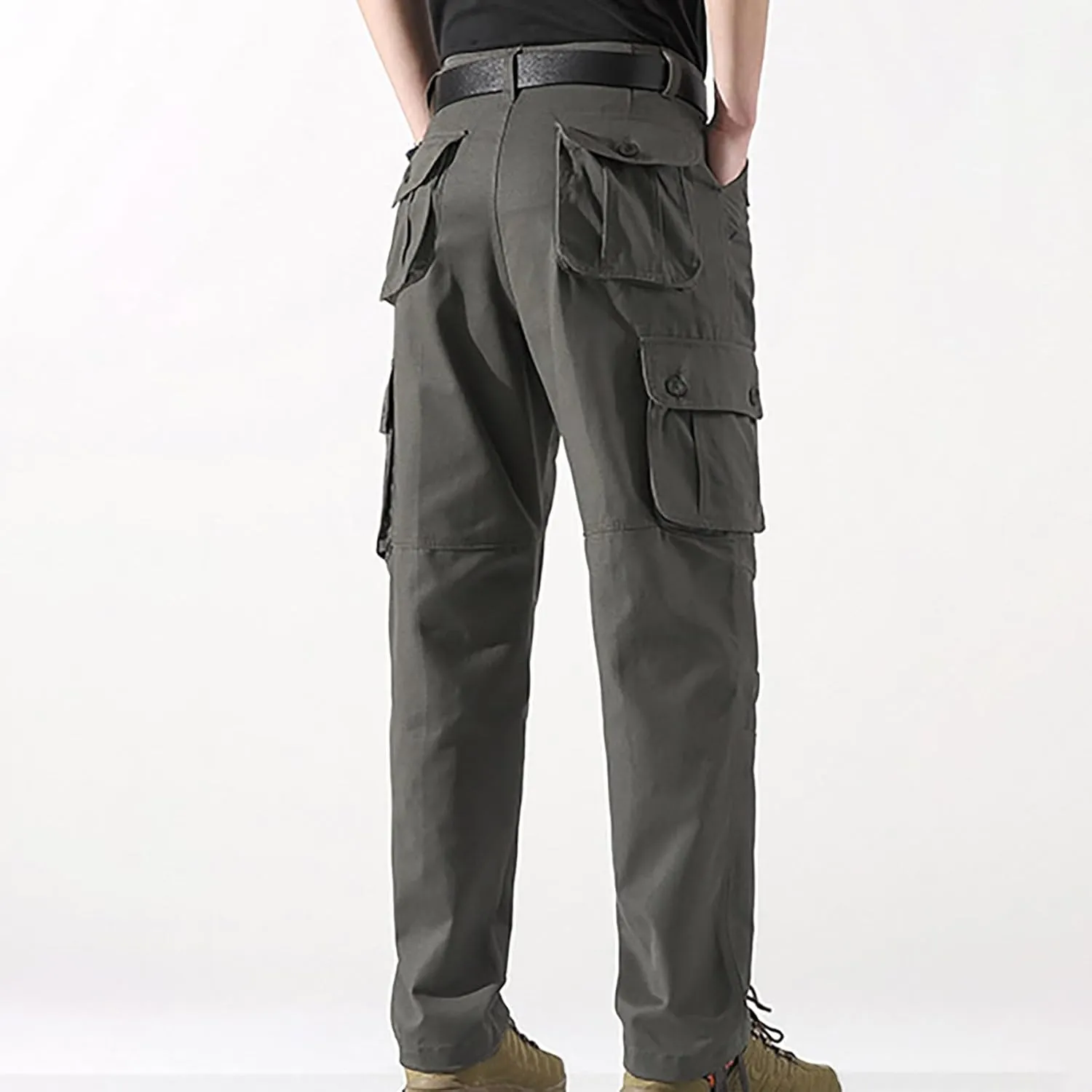 Mens Tactical Cargo Pants Multi Pockets Hiking Combat Pants Outdoor Ripstop Lightweight Belt Breathable Straight Trouser