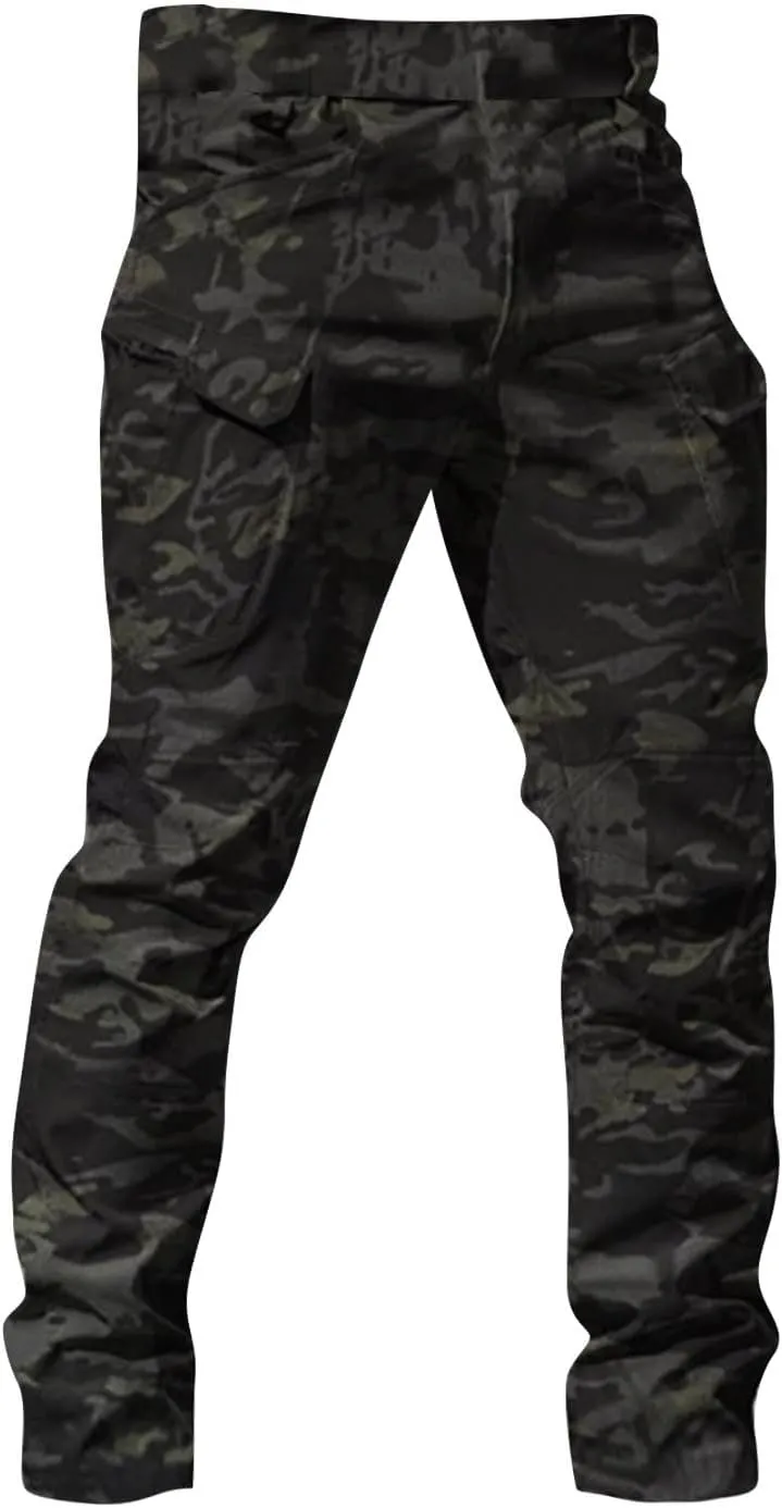 Men's Tactical Pants Water Resistant Hiking Cargo Pants with Multi Pockets Relaxed Fit Quick Dry Work Pants