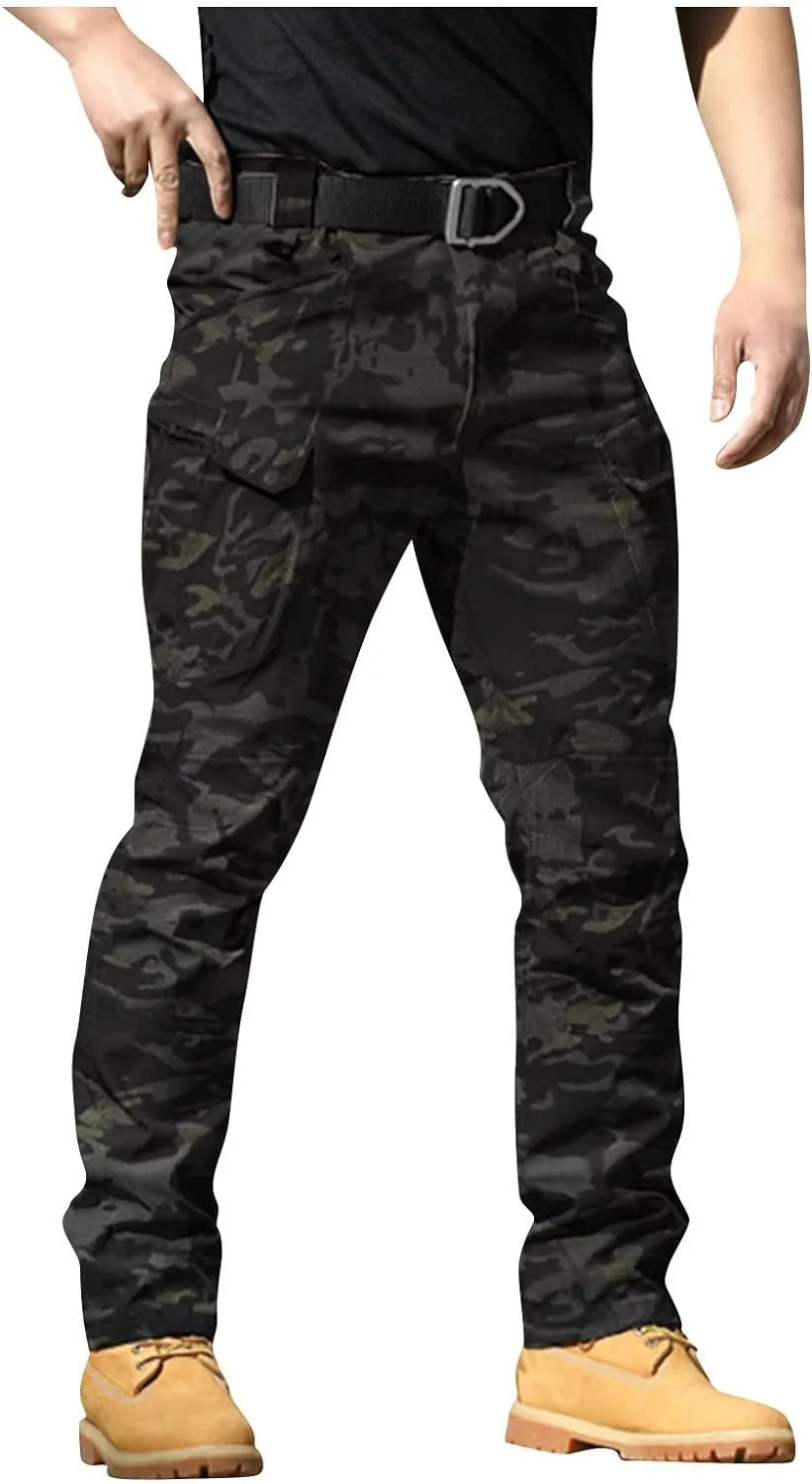 Men's Tactical Pants Water Resistant Hiking Cargo Pants with Multi Pockets Relaxed Fit Quick Dry Work Pants