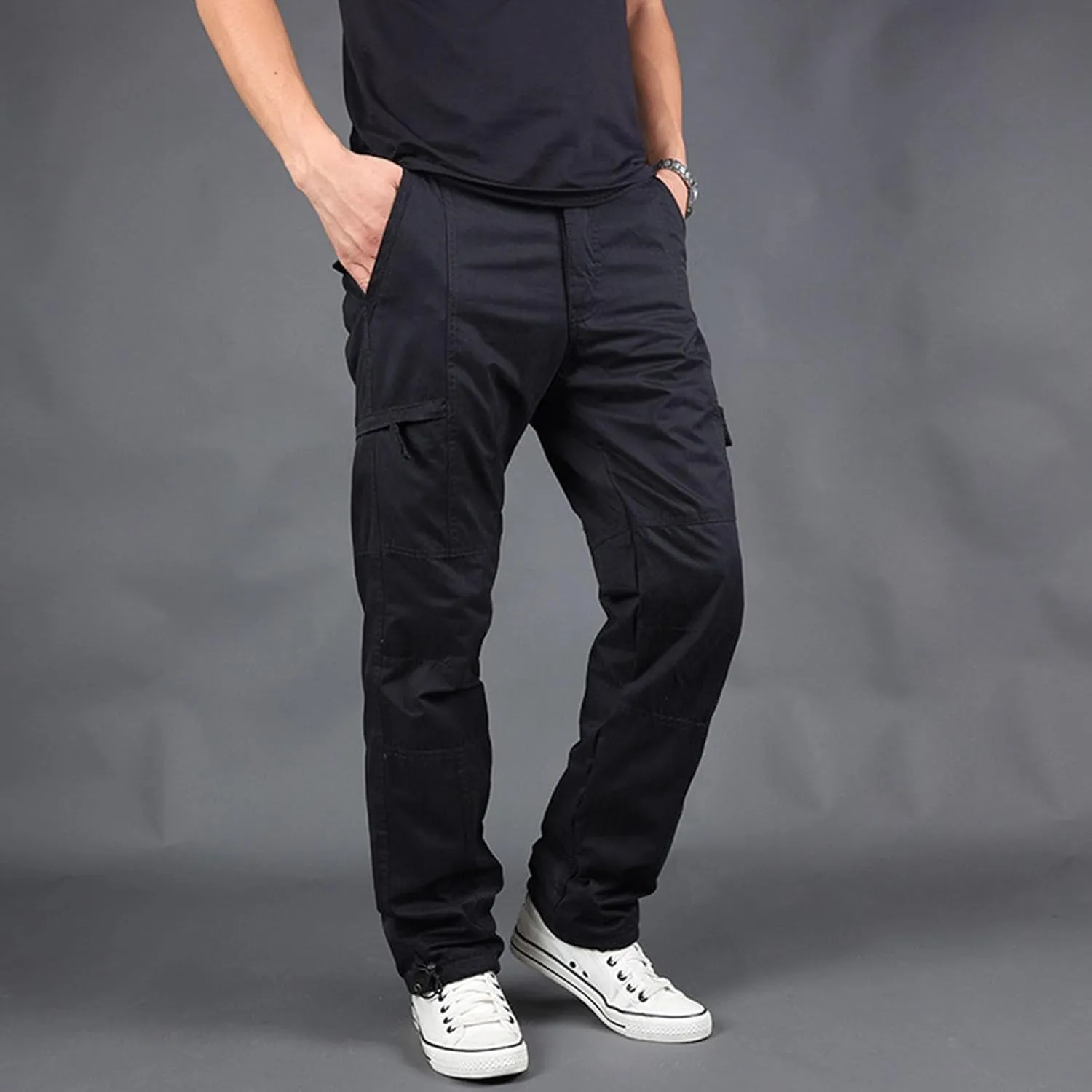 MIDOO Tactical Pant for Men Stretch Casual Jogger Pant Stretch Drawstring Elastic Waist Tapered Leg Sweatpants with Pockets