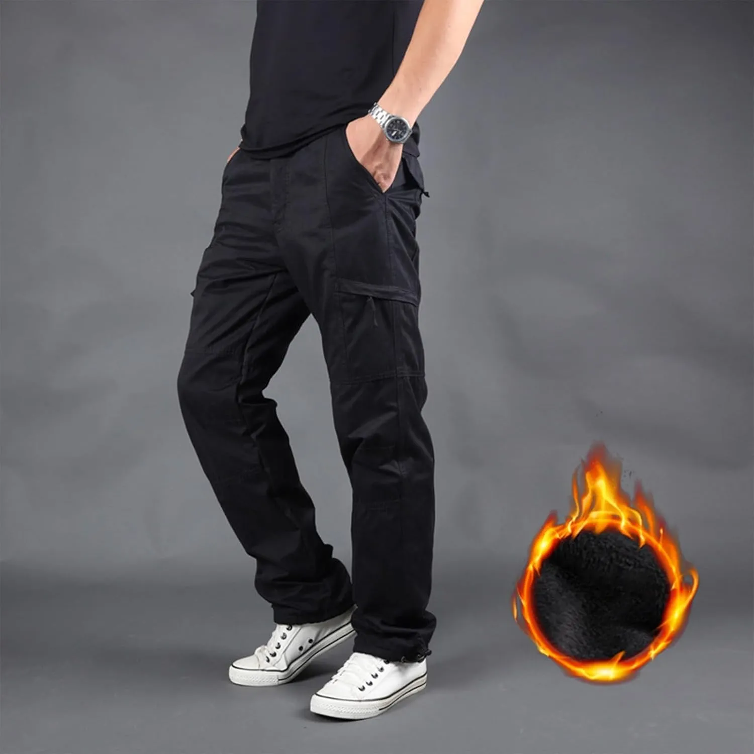 MIDOO Tactical Pant for Men Stretch Casual Jogger Pant Stretch Drawstring Elastic Waist Tapered Leg Sweatpants with Pockets