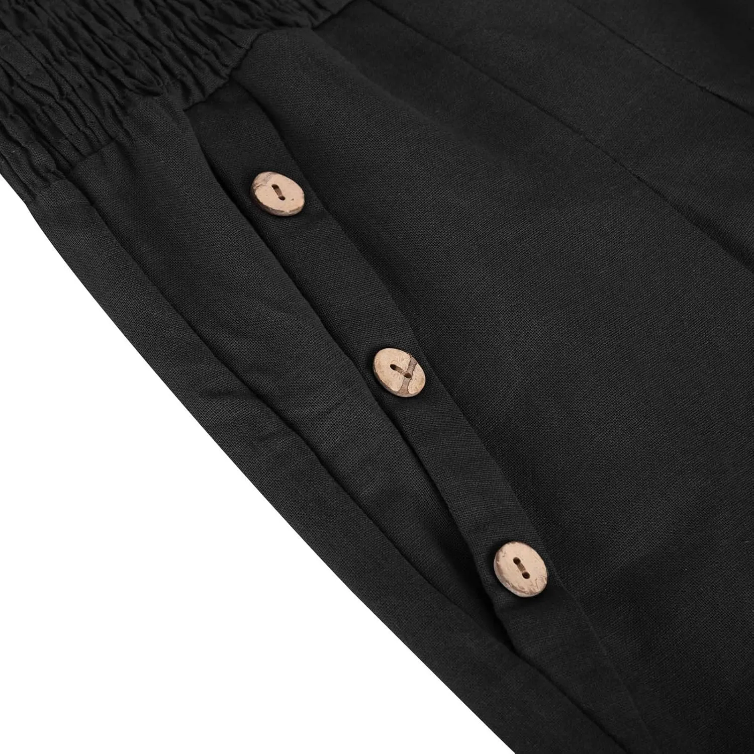 Mzkdieey Women Cotton Linen Palazzo Pants Summer Wide Leg Smocked High Waist Casual Lounge Pant Beach Travel Vacation Outfits