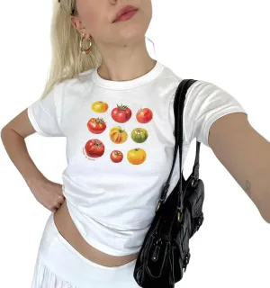 NUFIWI Womens Short Sleeve Graphic Baby Tees Y2k Bow Print T Shirt Crop Top E Girls Cute Aesthetic Clothes Summer