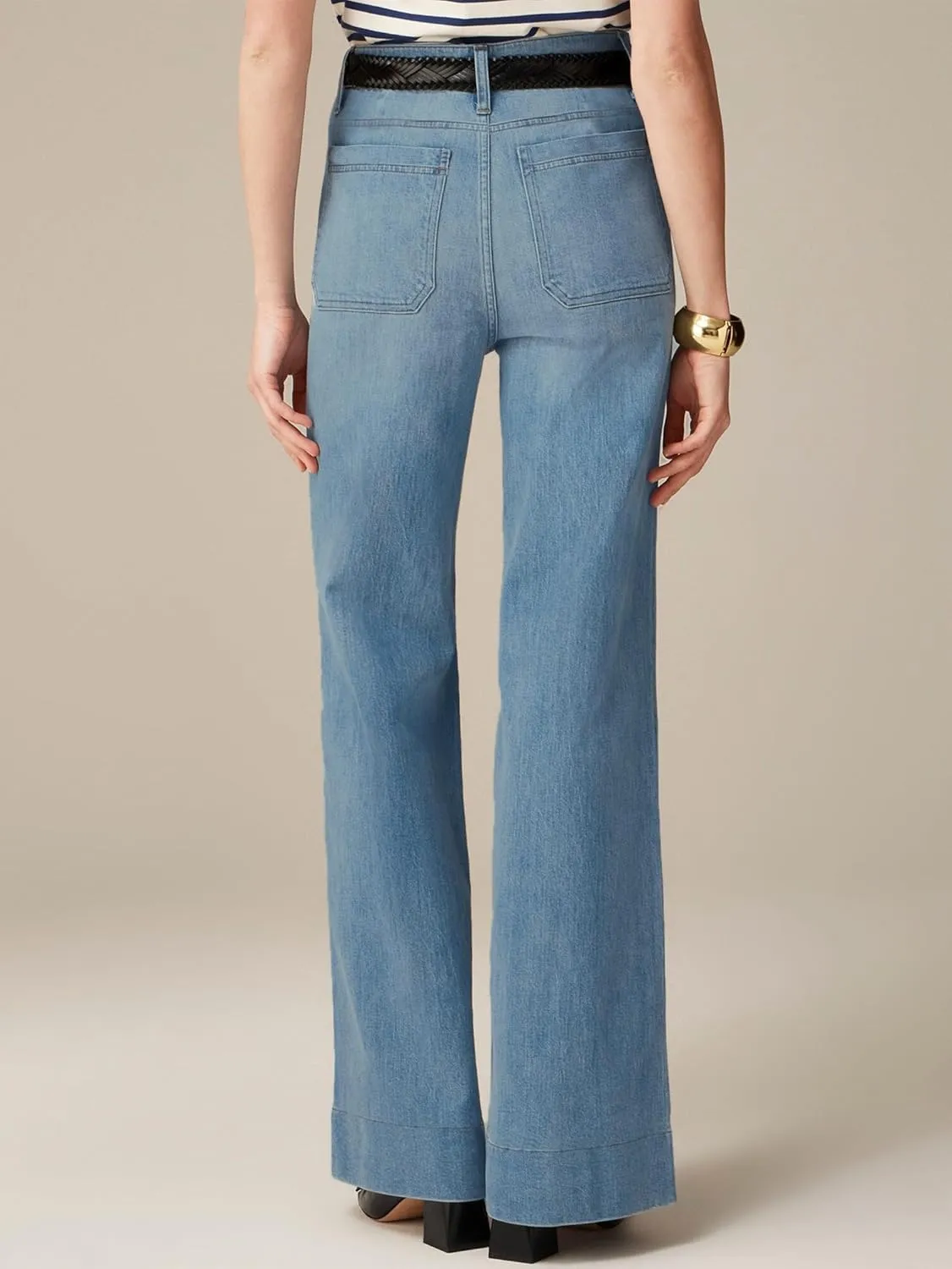 Oprah's Favorite Jeans Baggy Jeans High Waisted Wide Leg Straight Stretchy Denim Pants with Patch Pockets