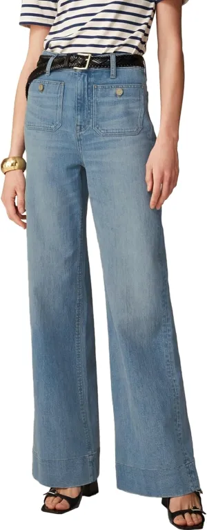 Oprah's Favorite Jeans Baggy Jeans High Waisted Wide Leg Straight Stretchy Denim Pants with Patch Pockets