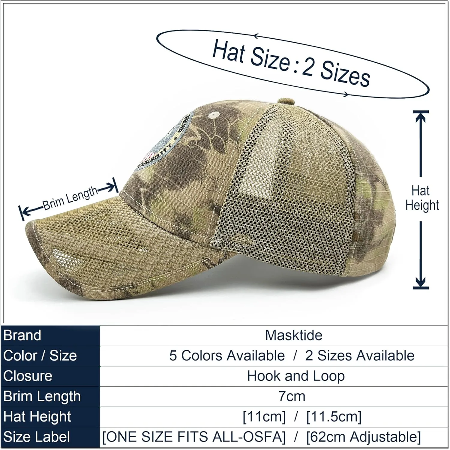 Oversize XXL Mens Tactical Camo Baseball Caps Breathable Mesh Womens Patriotic Operator Camouflage Ball Hats