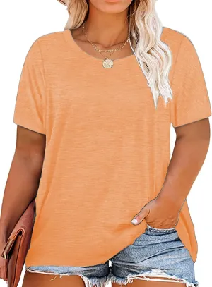 Plus Size Summer T Shirts Women Tops Short Sleeve Round Neck Casual Loose Fit Tee Tshirts Tunic