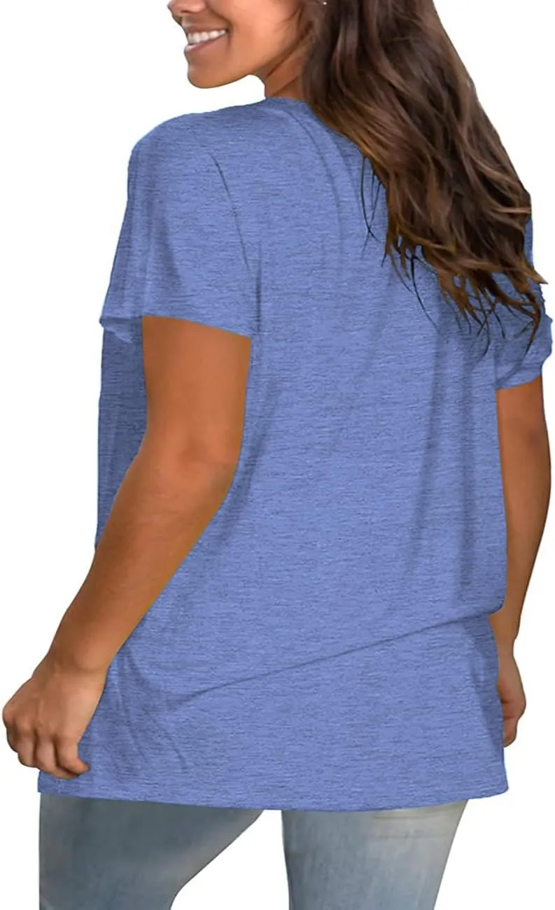 Plus Size Summer T Shirts Women Tops Short Sleeve Round Neck Casual Loose Fit Tee Tshirts Tunic