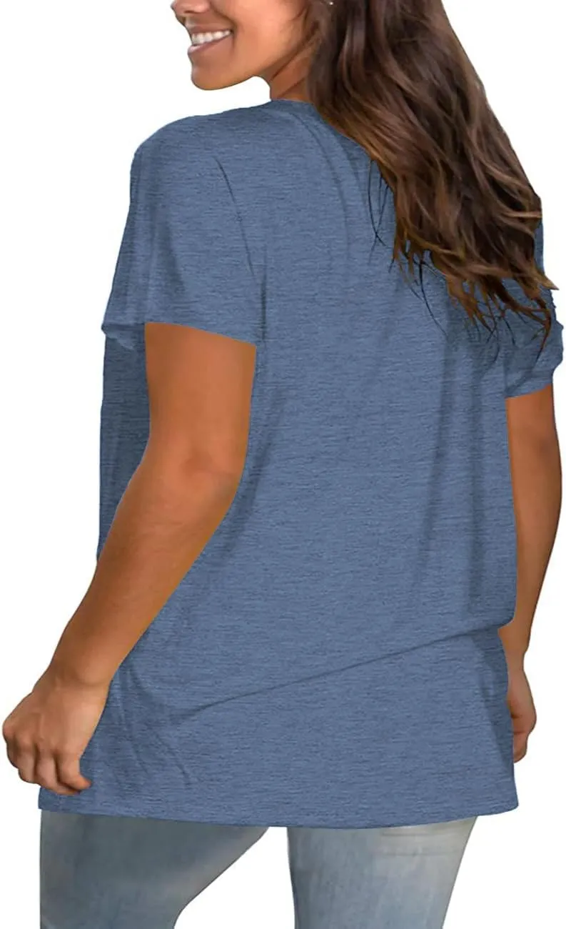 Plus Size Summer T Shirts Women Tops Short Sleeve Round Neck Casual Loose Fit Tee Tshirts Tunic