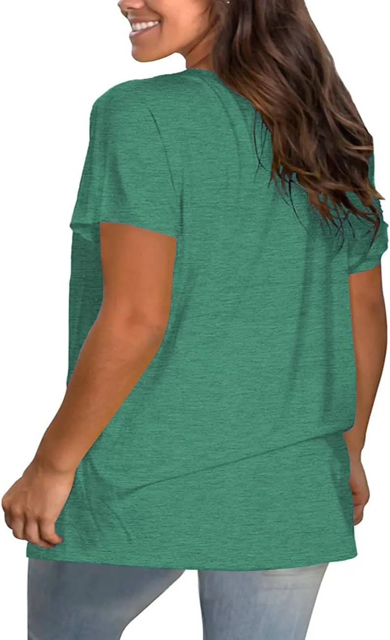 Plus Size Summer T Shirts Women Tops Short Sleeve Round Neck Casual Loose Fit Tee Tshirts Tunic