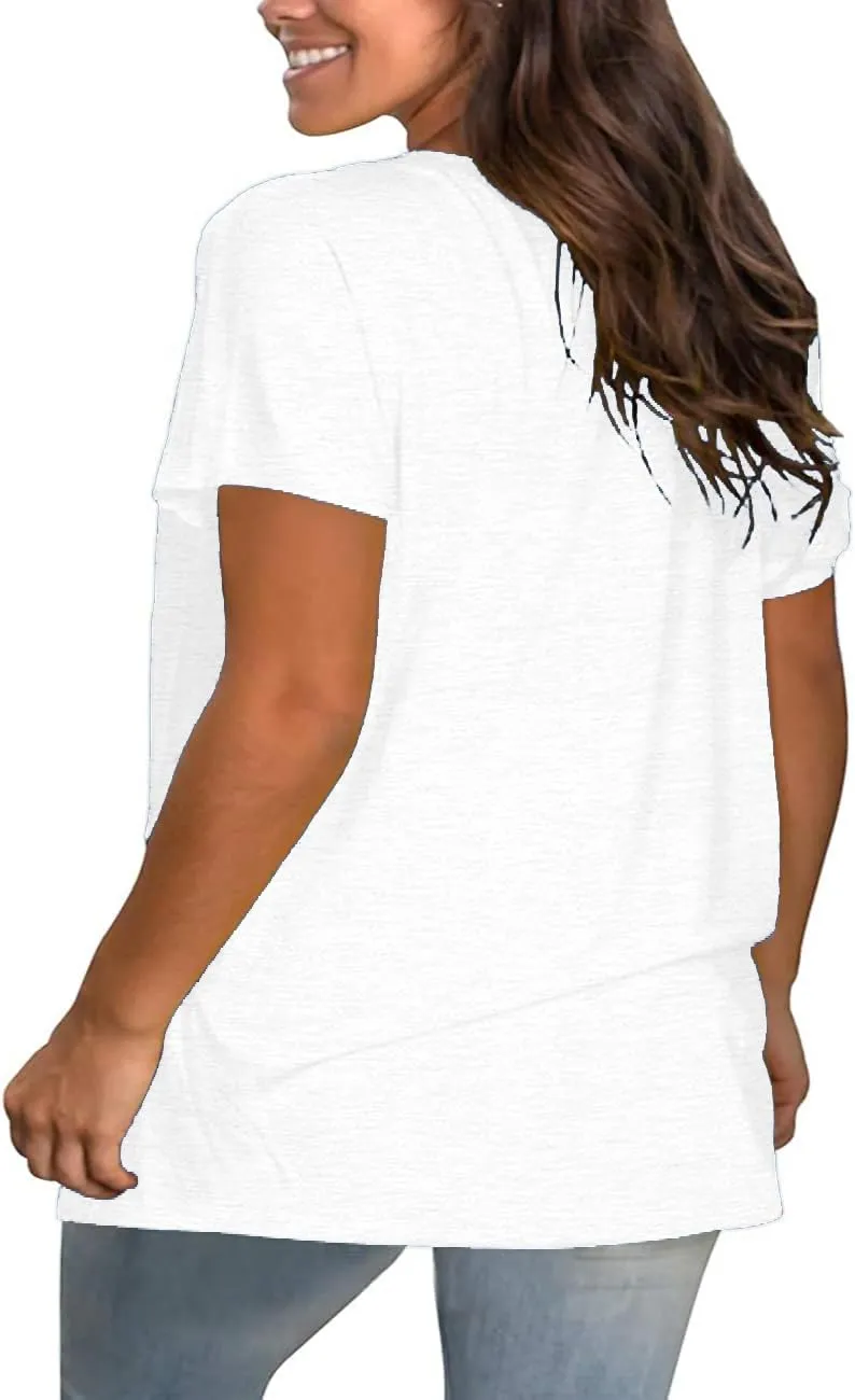Plus Size Summer T Shirts Women Tops Short Sleeve Round Neck Casual Loose Fit Tee Tshirts Tunic