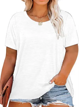 Plus Size Summer T Shirts Women Tops Short Sleeve Round Neck Casual Loose Fit Tee Tshirts Tunic