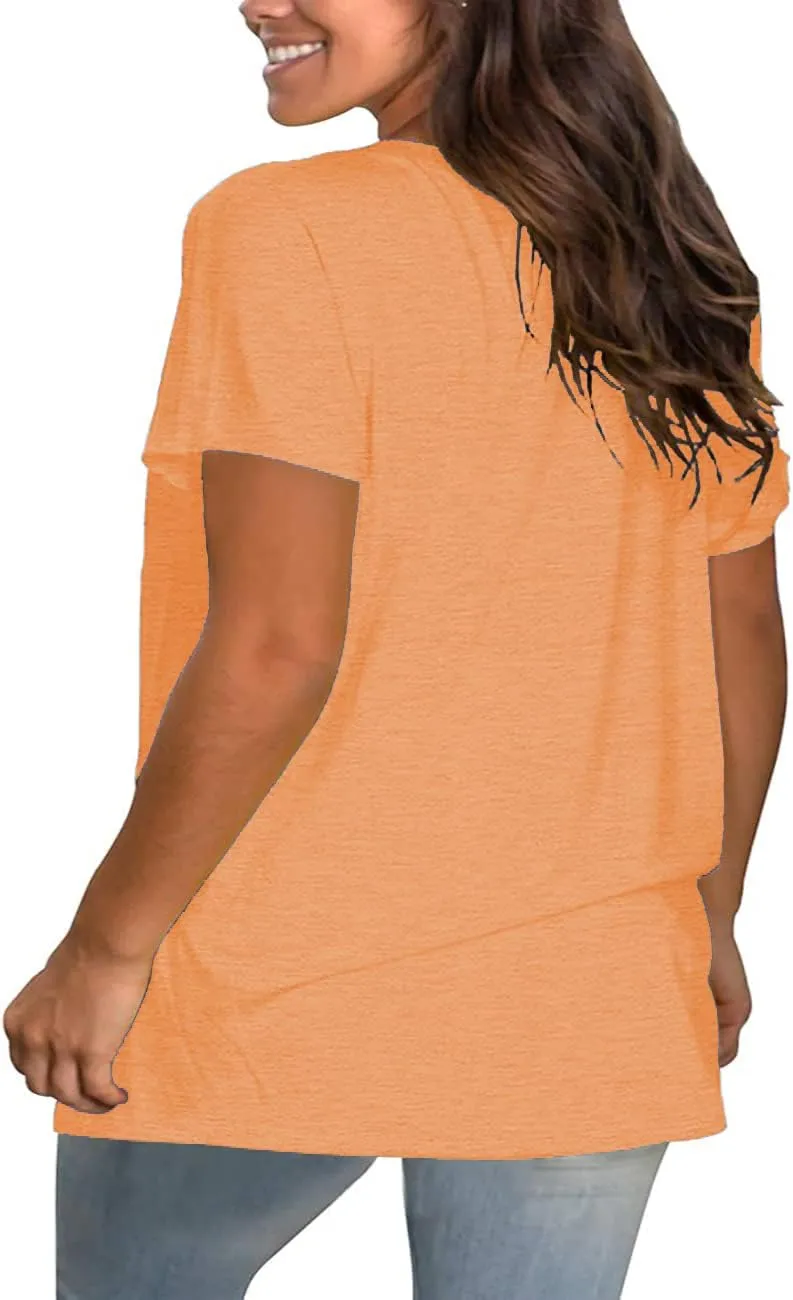 Plus Size Summer T Shirts Women Tops Short Sleeve Round Neck Casual Loose Fit Tee Tshirts Tunic