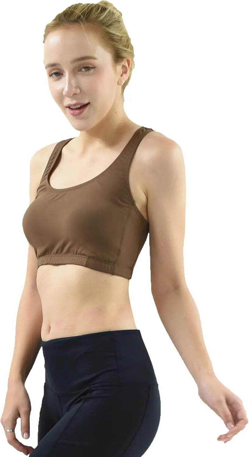 Private Island Women UPF 50  Swim Tank Bra Short Top Sports Bras Swimsuit Rash Guard (YST)