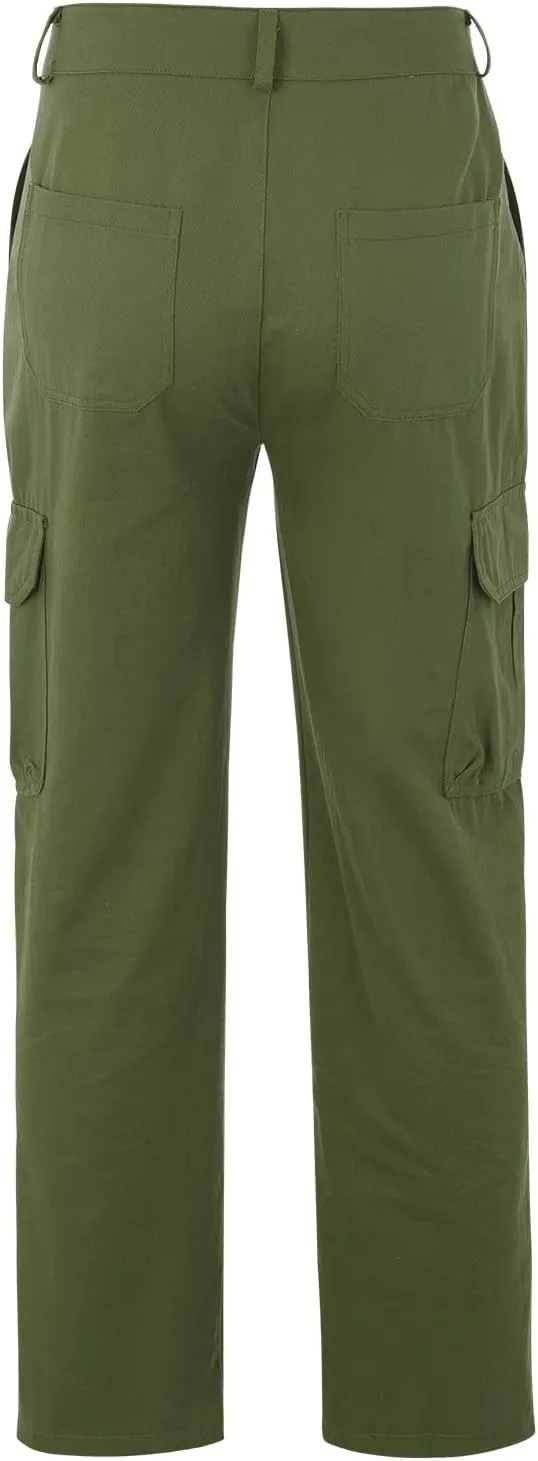 QWENTMTNTY Mens Cargo Pants Baggy Stretch Elastic Waist Straight Chino Pants Drawstring Casual Tactical Hiking Work Pants