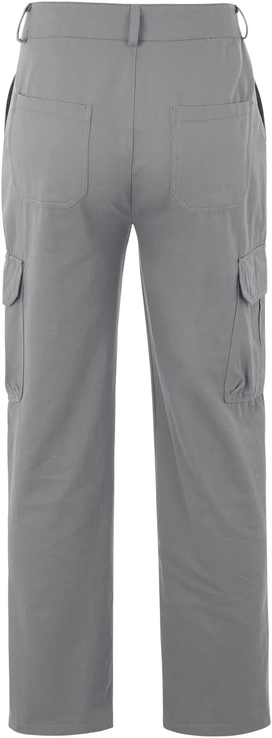QWENTMTNTY Mens Cargo Pants Baggy Stretch Elastic Waist Straight Chino Pants Drawstring Casual Tactical Hiking Work Pants