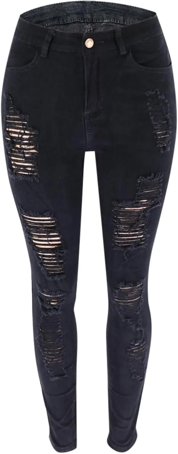 Ripped Distressed Jeans for Women High Waisted Casual 2025 Mom Butt Lifting Bootcut Pants Skinny Legging Petite Jeans