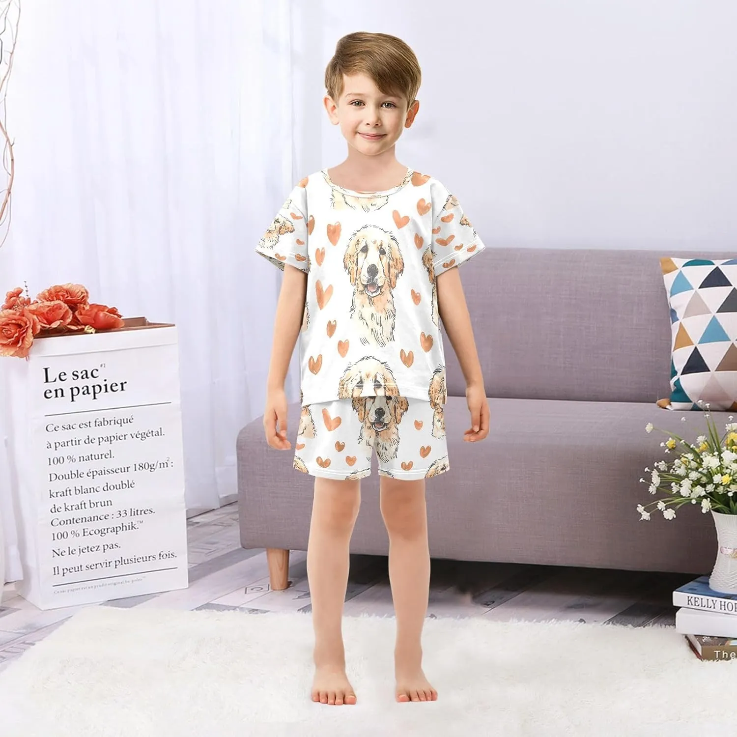 senya Cute Highland Cows Summer Pajamas Set Short Cotton Sleepwear 2 Piece