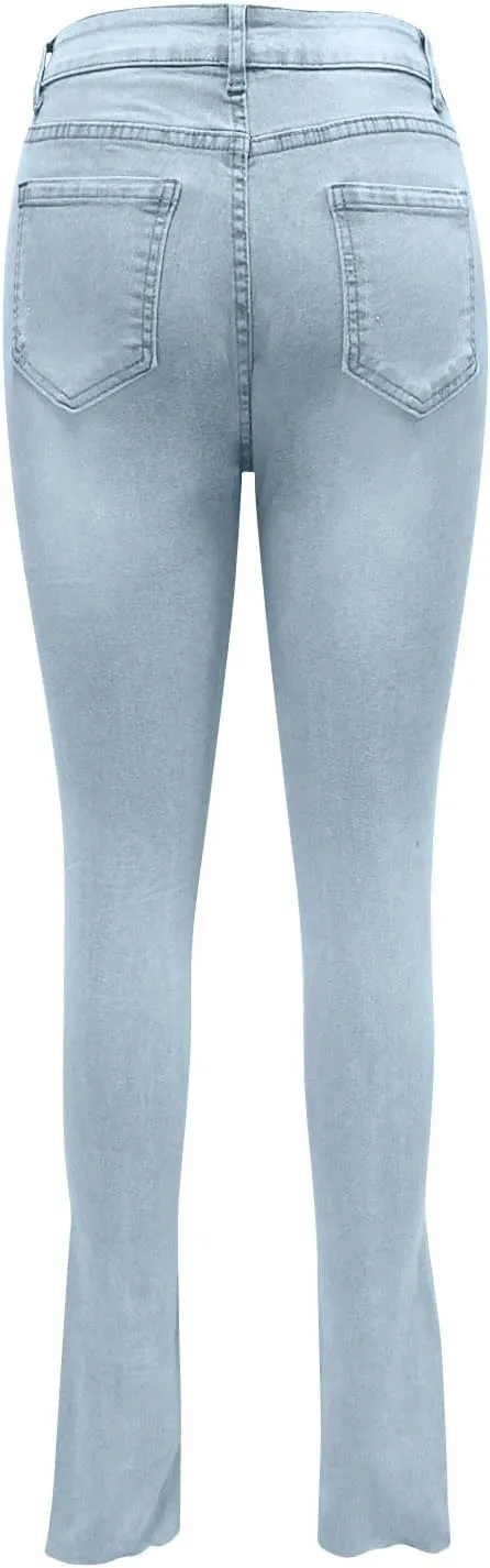 Sexy Jeans for Women Low Waisted Skinny Bootcut Denim Pants Ripped Stretch Trousers Casual Vintage Retro Pant