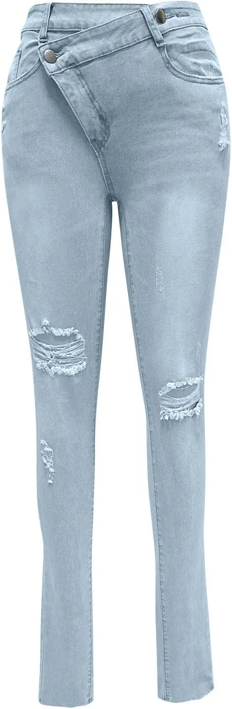Sexy Jeans for Women Low Waisted Skinny Bootcut Denim Pants Ripped Stretch Trousers Casual Vintage Retro Pant